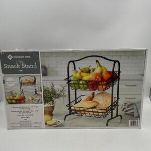 Member's Mark 2-Tier Snack Stand Wrought Iron Kitchen Organizer Black New